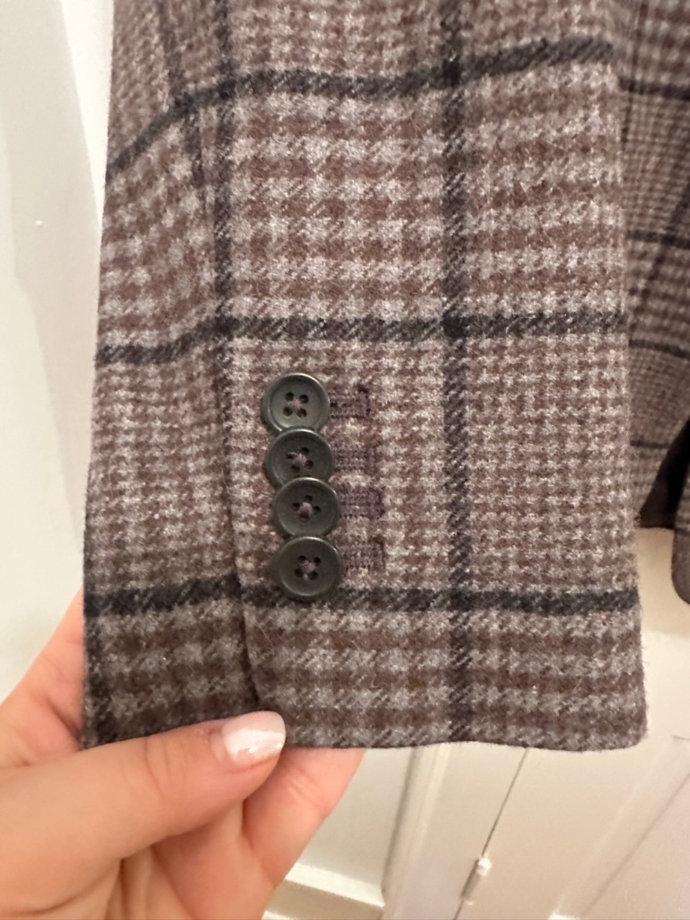 Everlane Chocolate & Black Houndstooth Plaid Single-Breasted Blazer - Picture 6 of 8